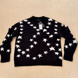 Rails Black and White Star Crewneck Sweater